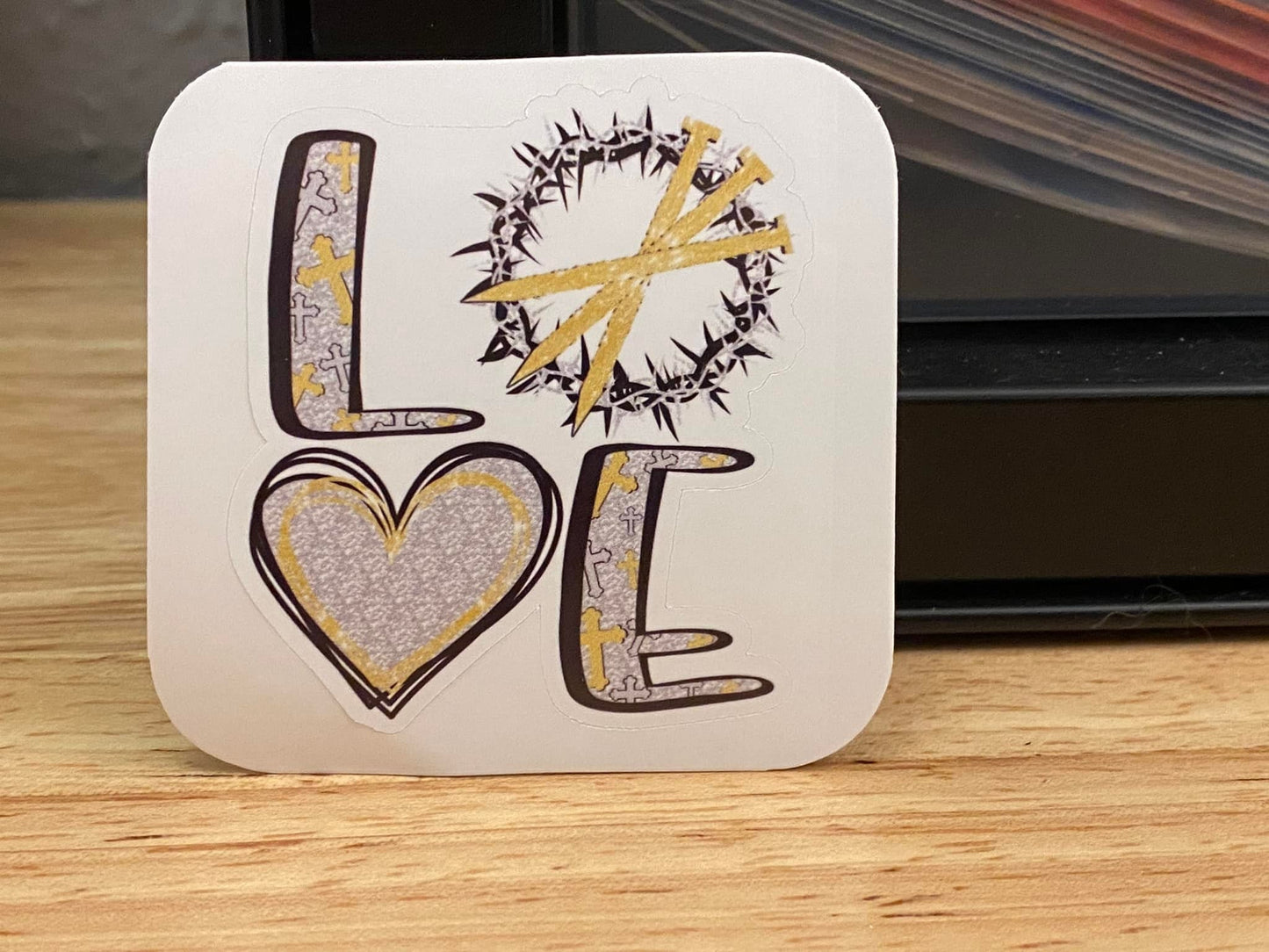 Love with Crown of Thorns Sticker