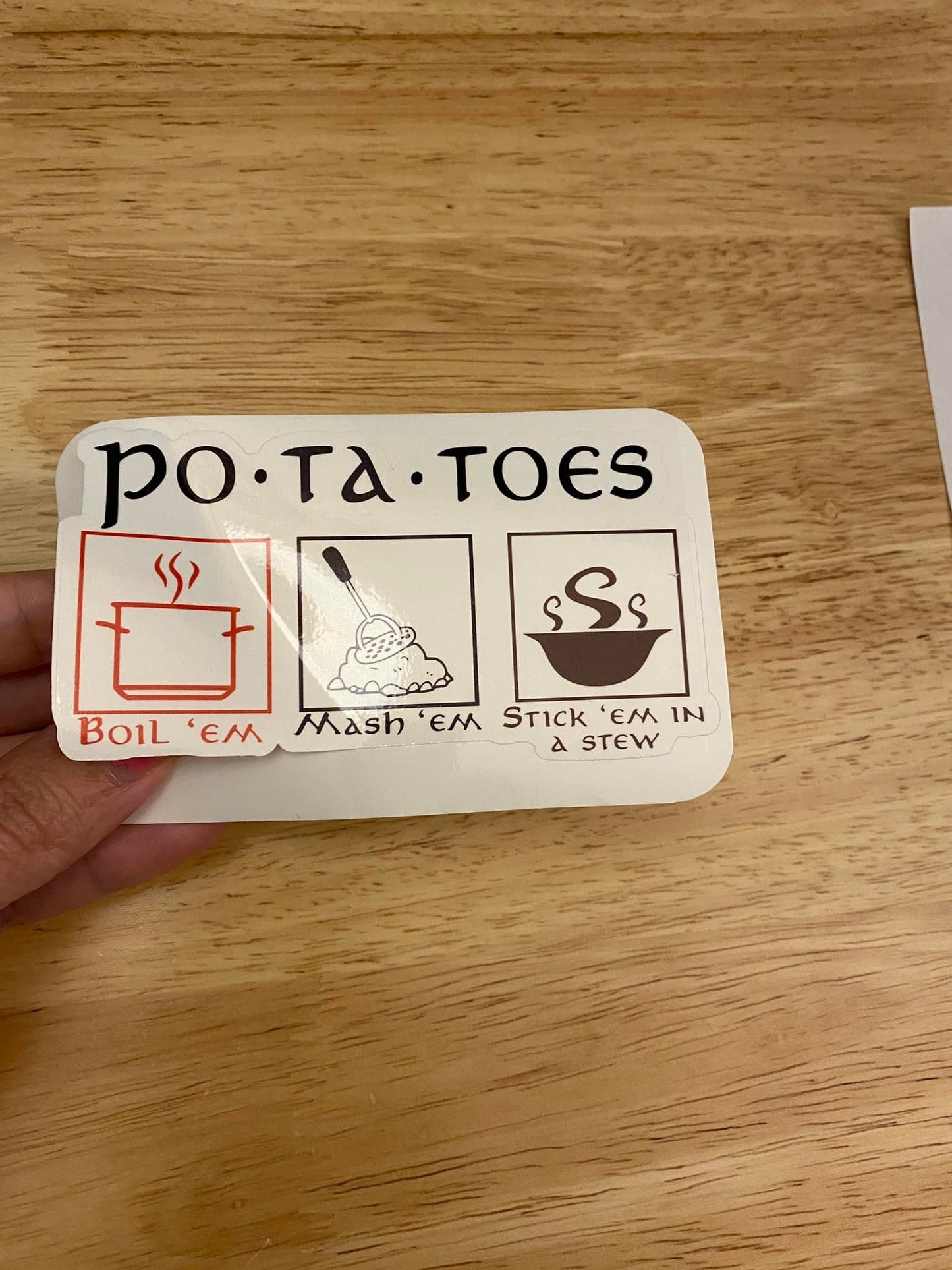 Potatoes Boil Mash Stew Sticker, Food Sticker, Potatoes Sticker, Boil'em Stickers