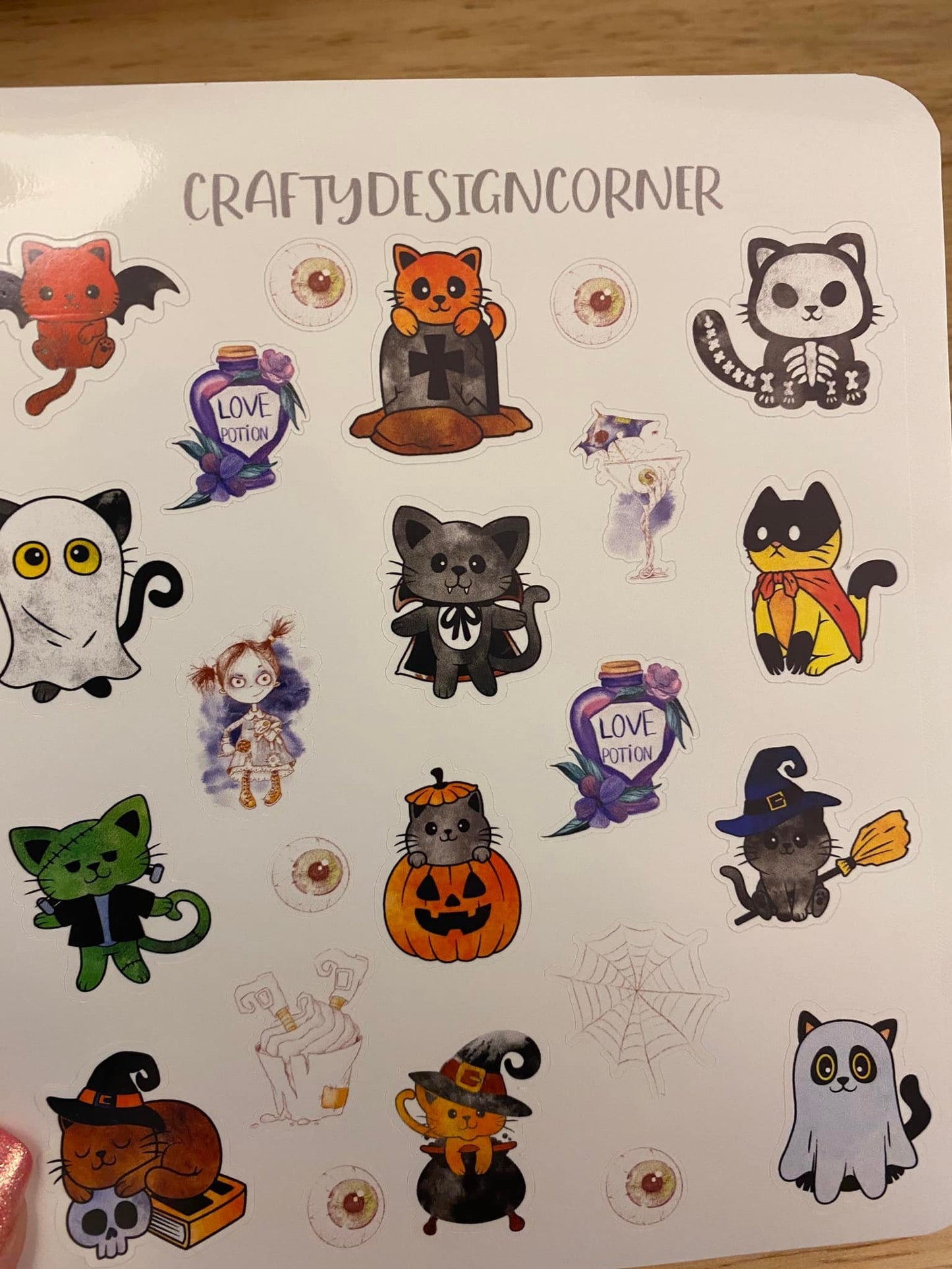 Sheet of Kitty Cat Halloween Stickers