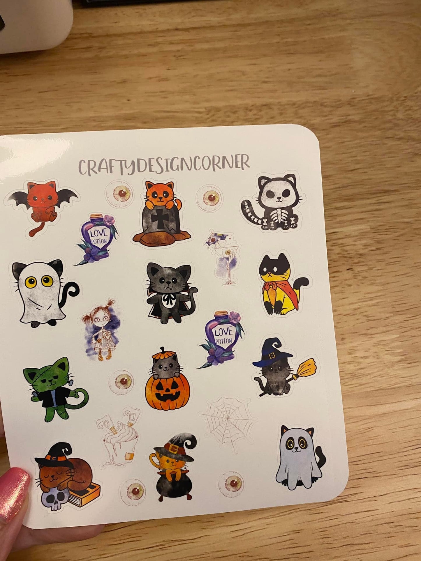 Sheet of Kitty Cat Halloween Stickers