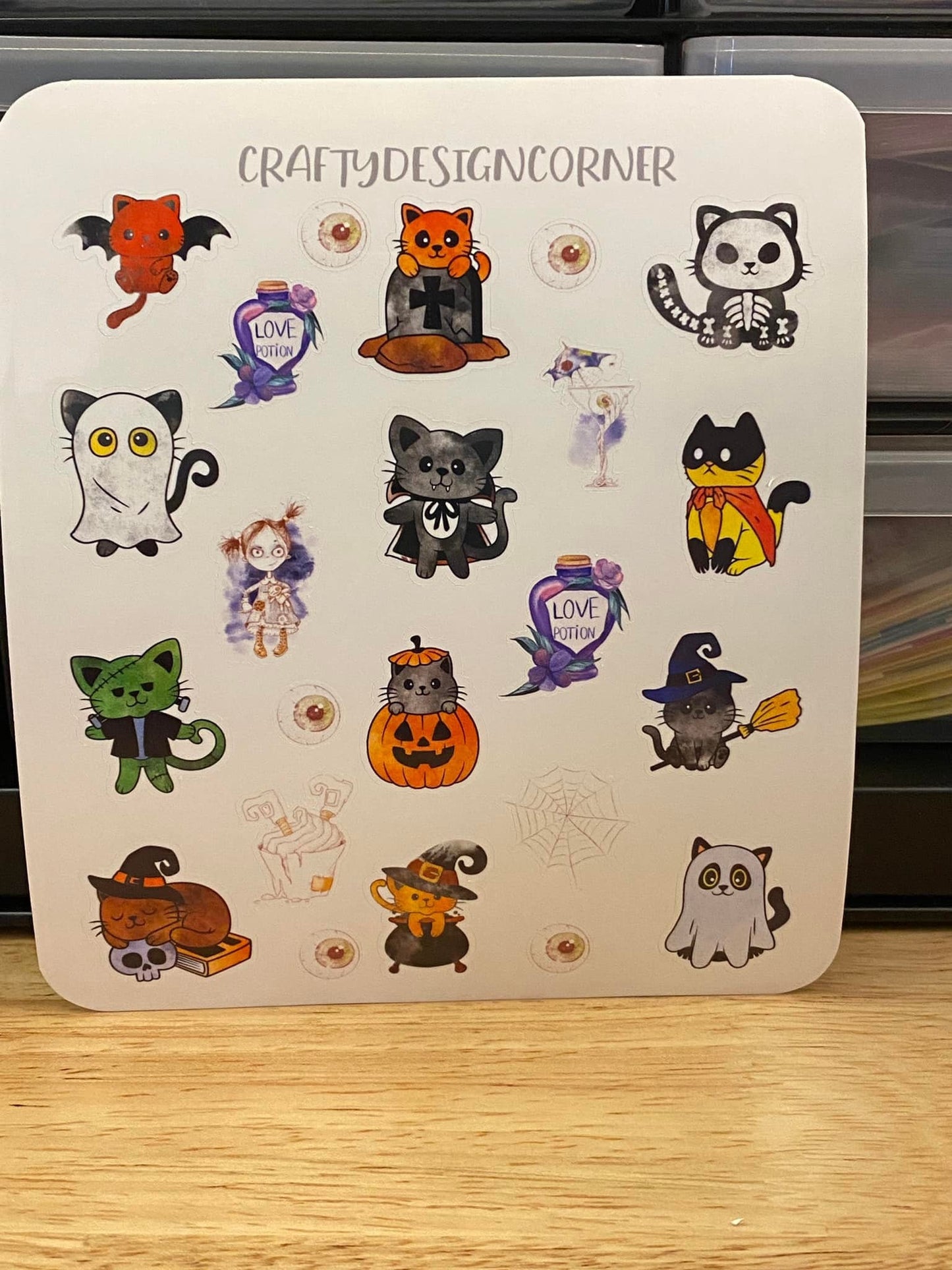 Sheet of Kitty Cat Halloween Stickers