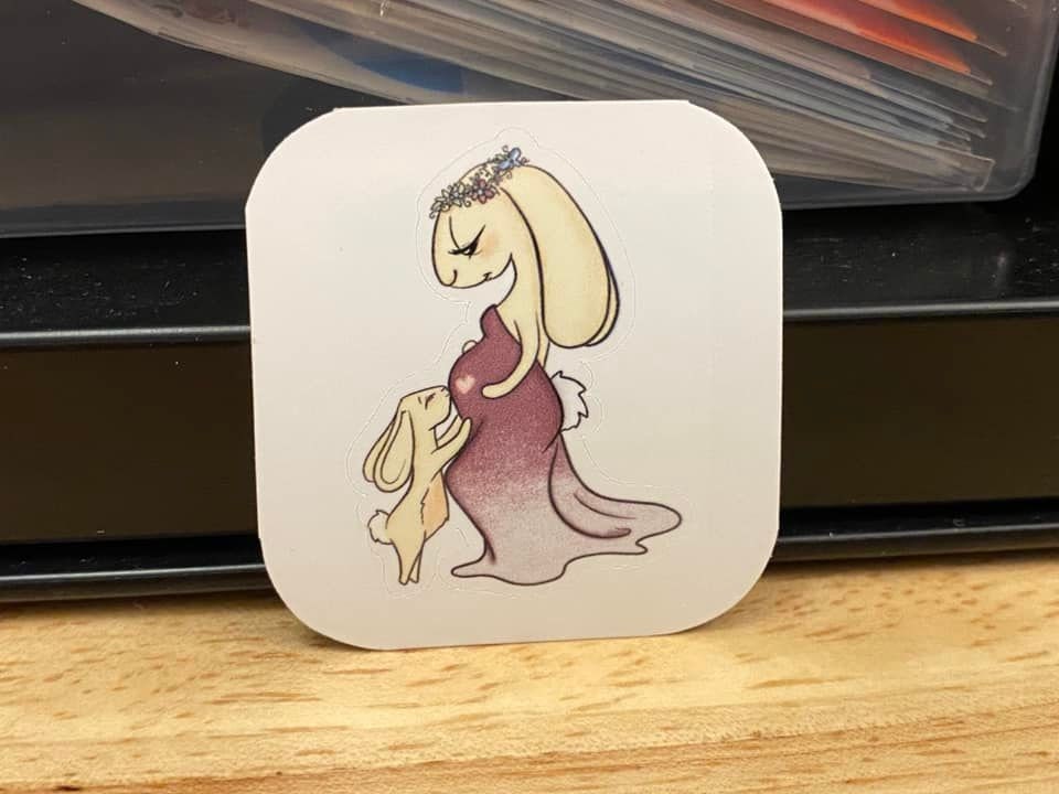 Cute Pregnant Rabbit with Bunny Sticker