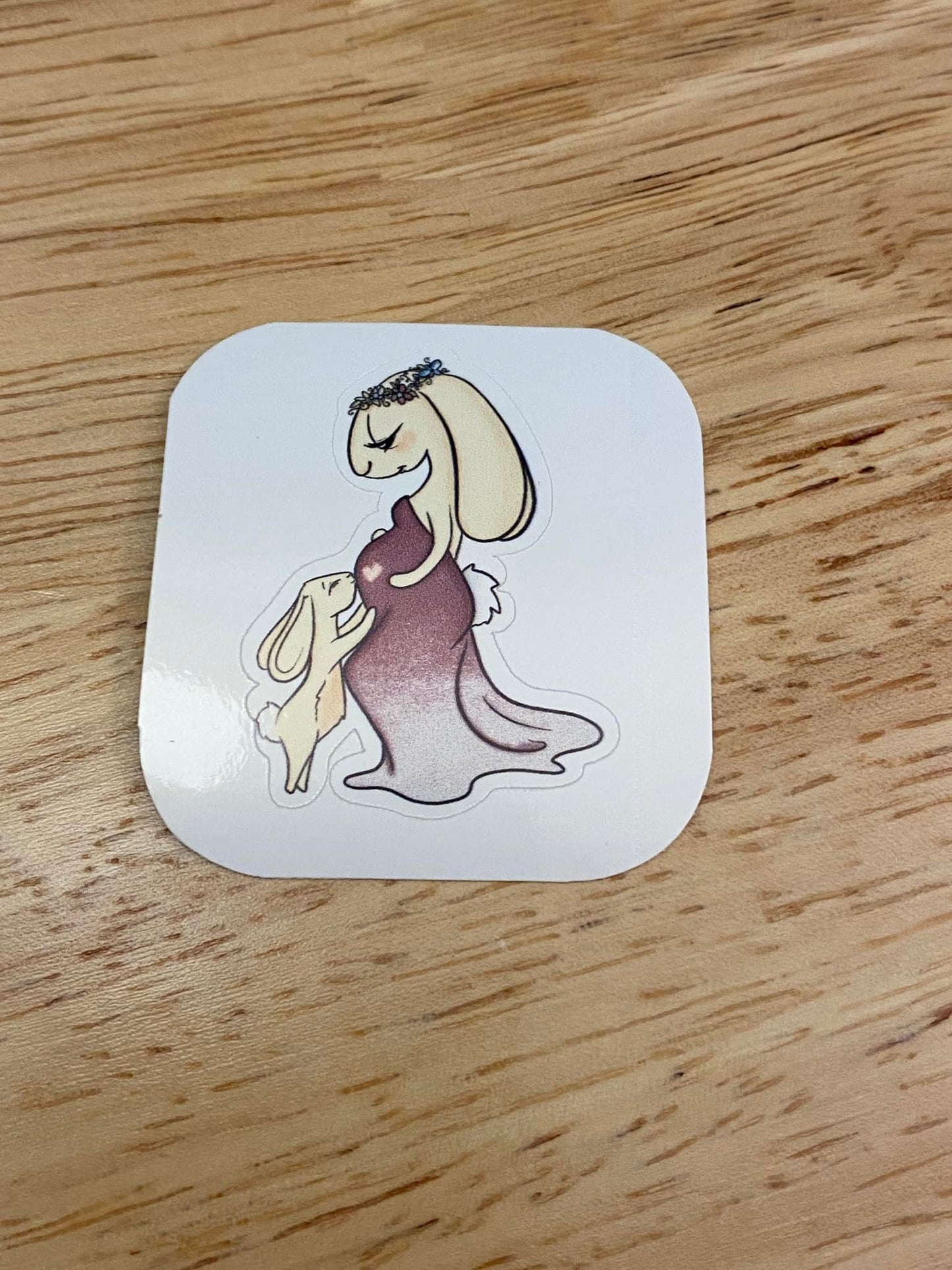Cute Pregnant Rabbit with Bunny Sticker