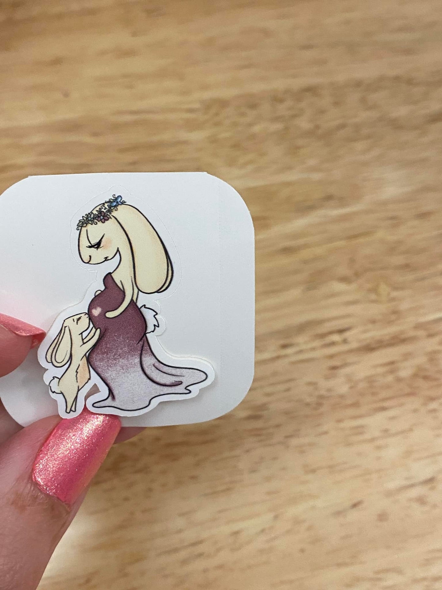 Cute Pregnant Rabbit with Bunny Sticker