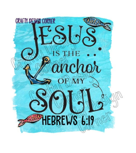 Jesus is the Anchor of my Soul PNG/JPeg Download, Cute Beach Design, Christian Design, Scriptural reference