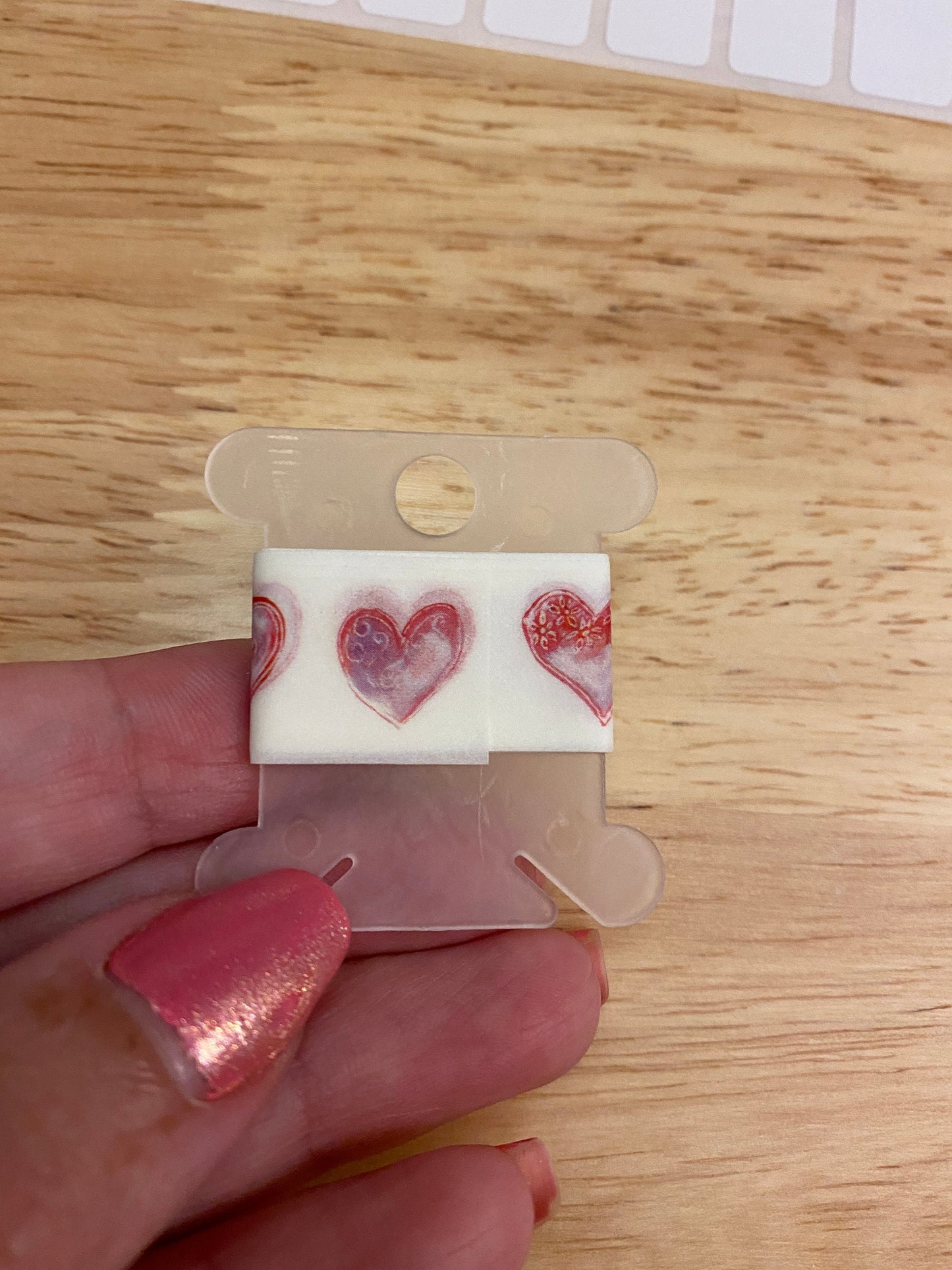 Single Sample of Pink Hearts Washi Tape