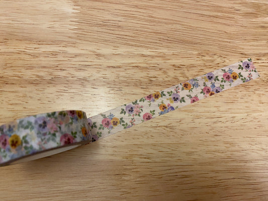 Big Roll of Pansy Washi Tape, Pretty Flower Washi Tape roll, Adhesive Masking Tapes, Flower Washi Tape