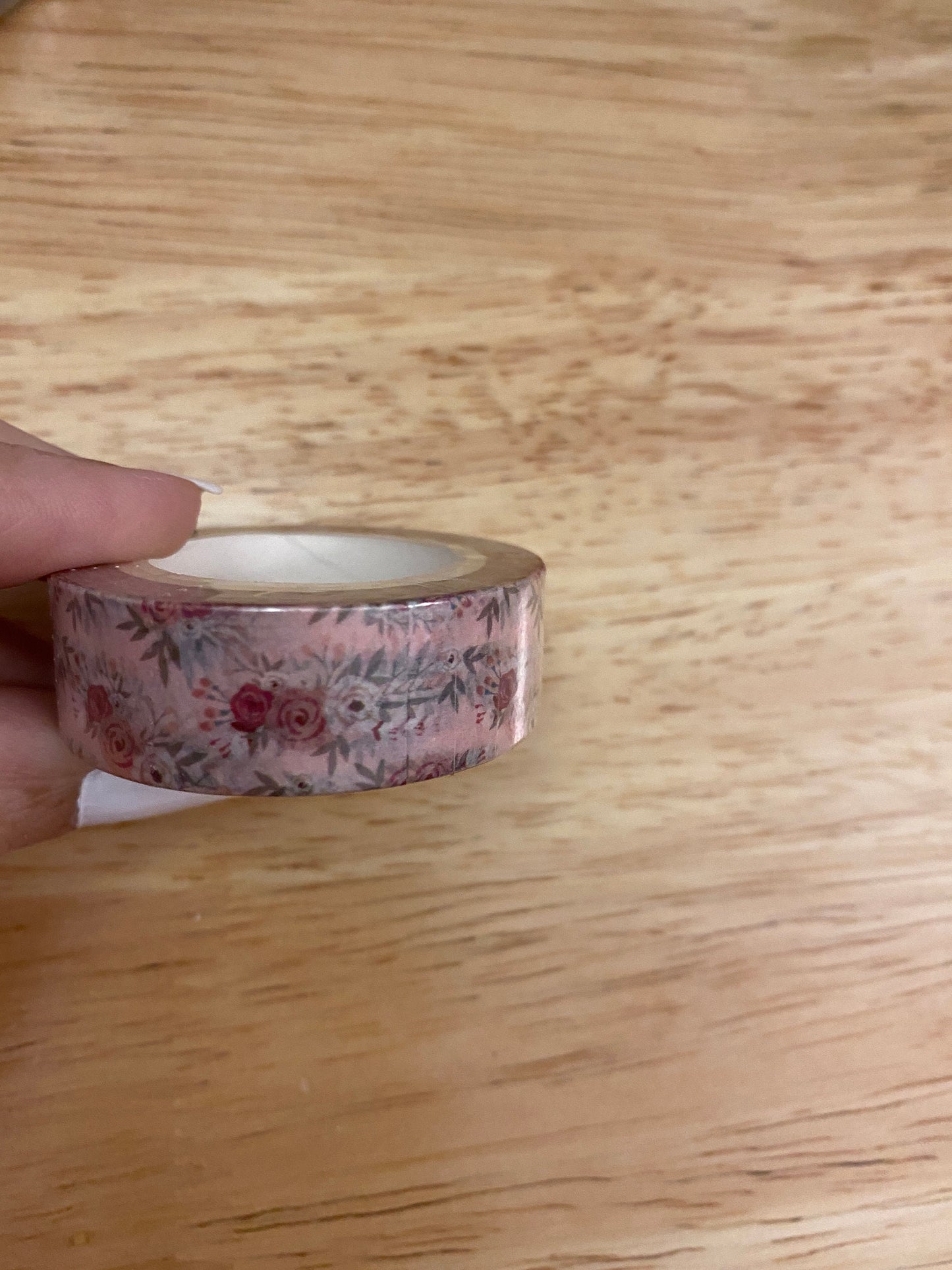 Big Roll of Dainty Pink Roses Washi Tape, Cute Roses Washi Tape roll, Adhesive Masking Tapes, Roses Washi Tape