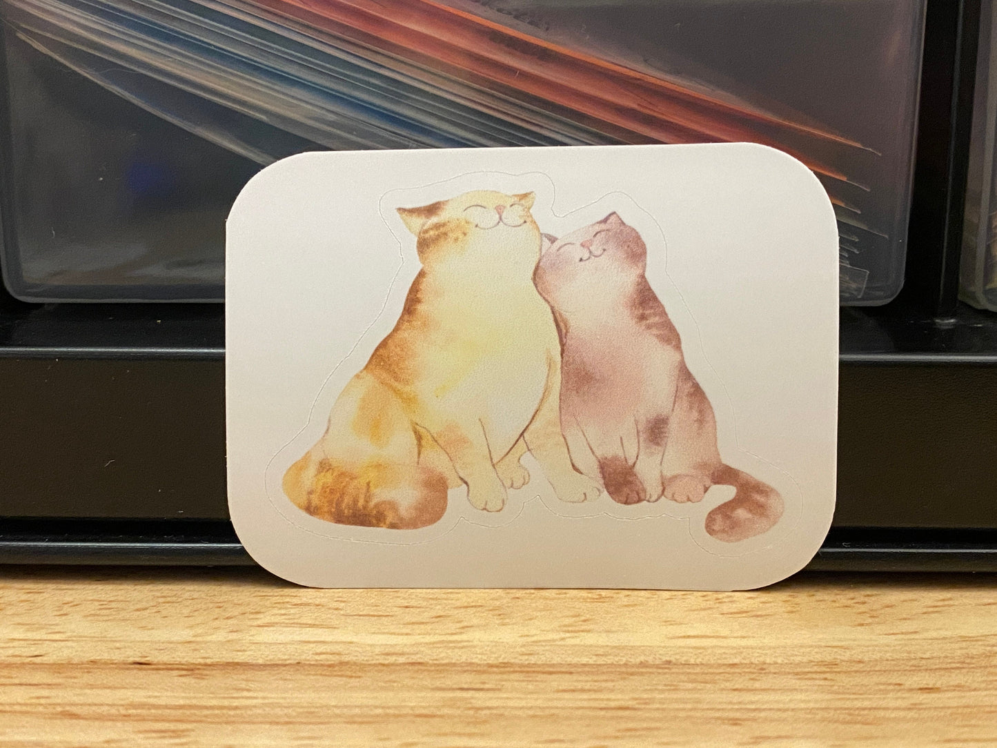 Watercolor Cat Cuddles Sticker