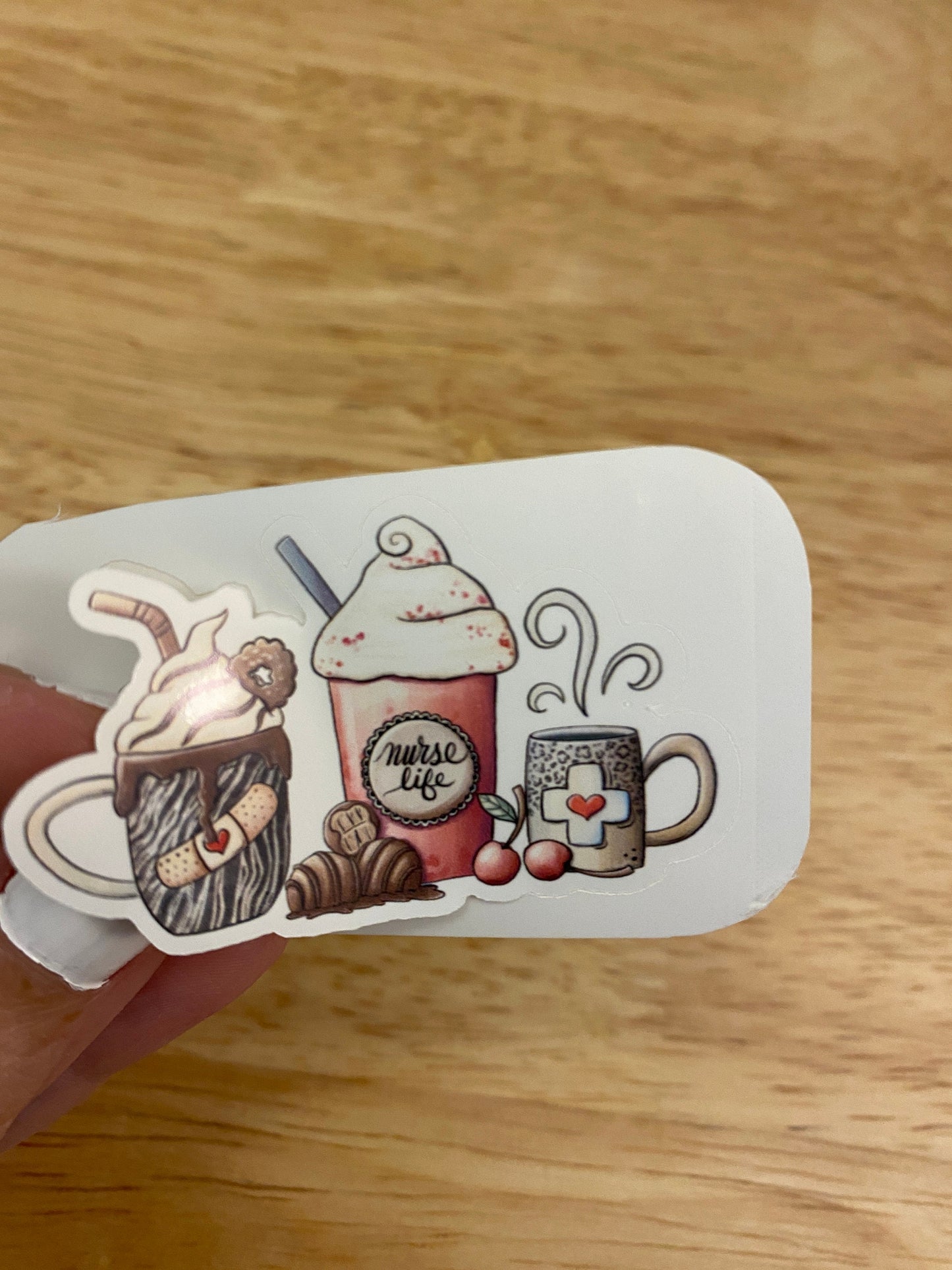 Medical Coffee Cups with Bandages STICKER, Cute Bandaged Coffee Cups Sticker, Cute Coffee Medical needed Sticker, Coffee Sticker