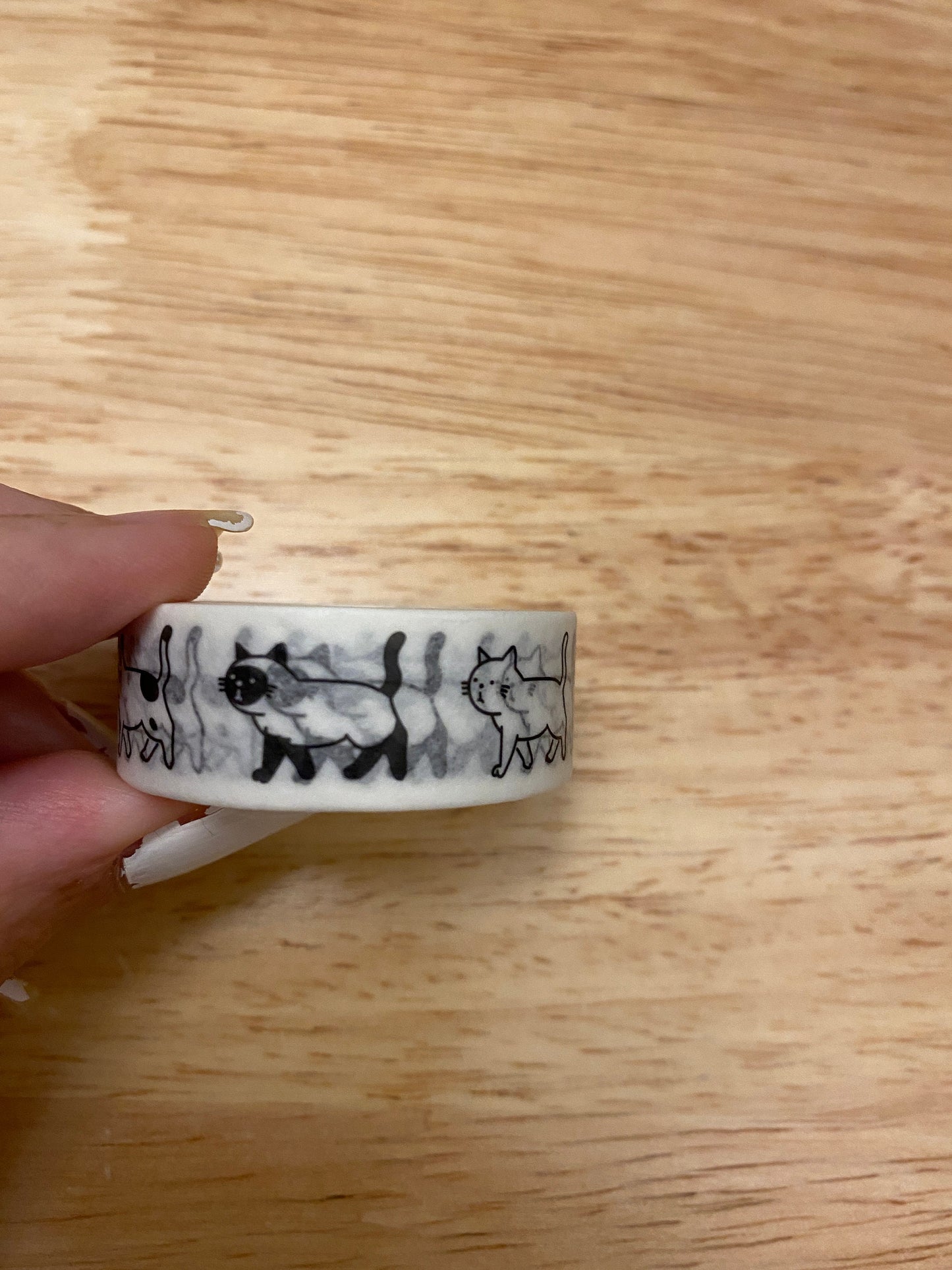 Medium Roll of Cat Walking Washi Tape, Black Cat Washi Tape roll, Kitty Cat Washi tape, Cute Cats Tape, White Cat Washi tape