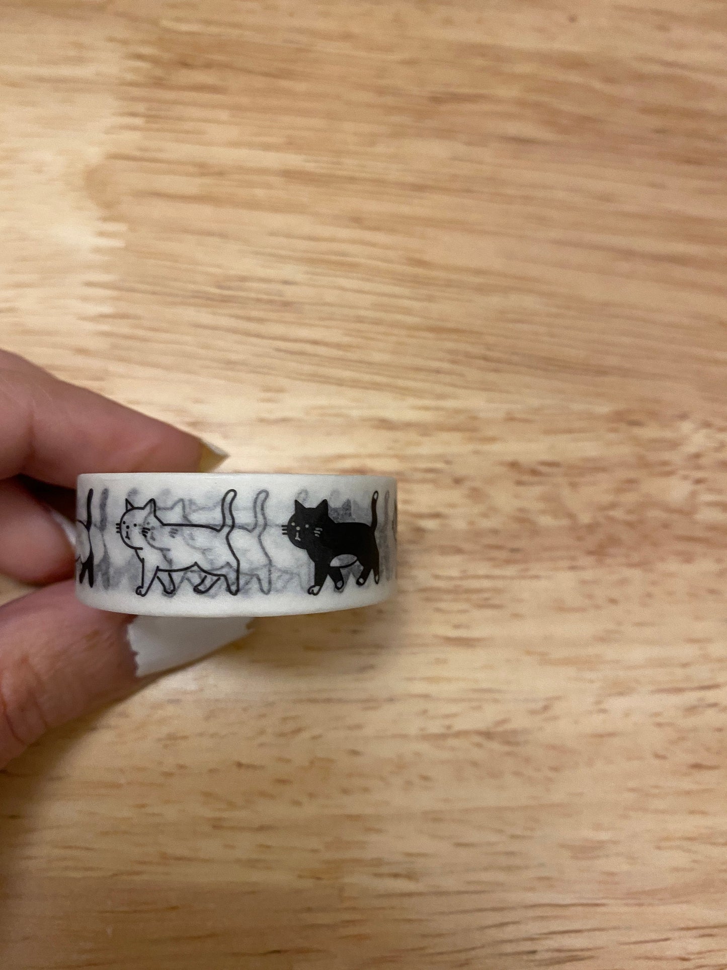 Medium Roll of Cat Walking Washi Tape, Black Cat Washi Tape roll, Kitty Cat Washi tape, Cute Cats Tape, White Cat Washi tape