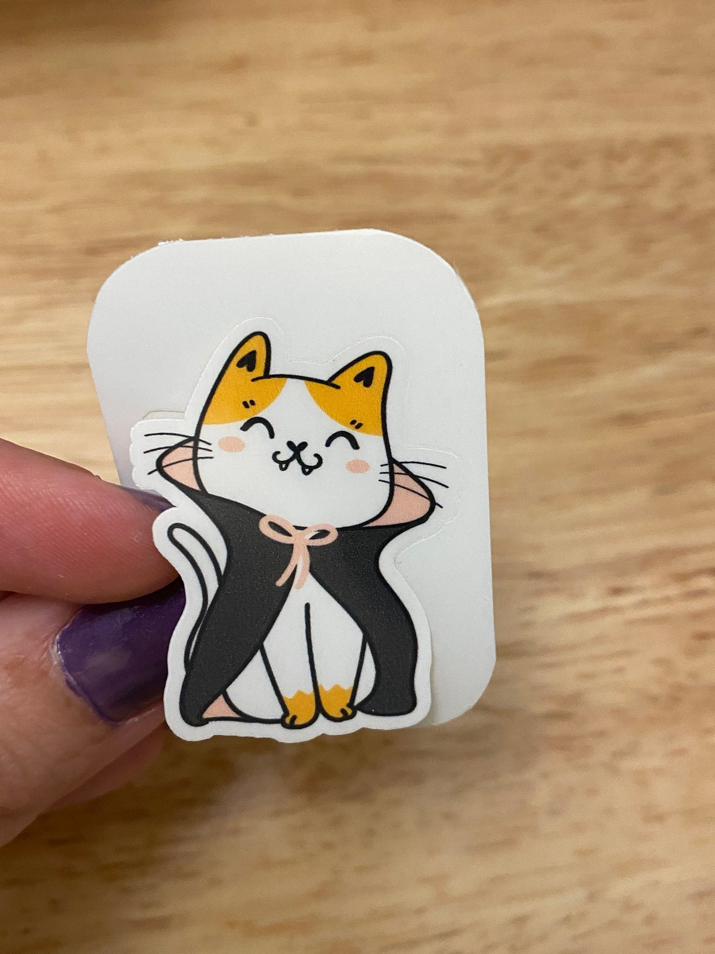 Count Dracula Cat Sticker, Cute Cat dressed as Dracula Sticker, Halloween Cat sticker