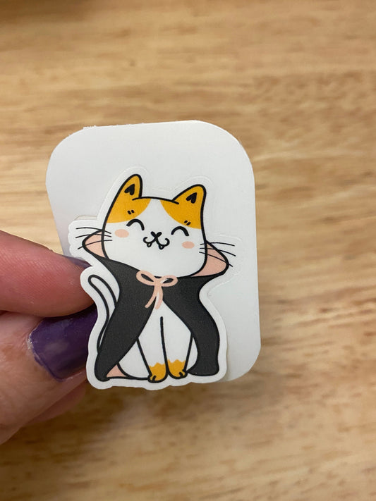 Count Dracula Cat Sticker, Cute Cat dressed as Dracula Sticker, Halloween Cat sticker