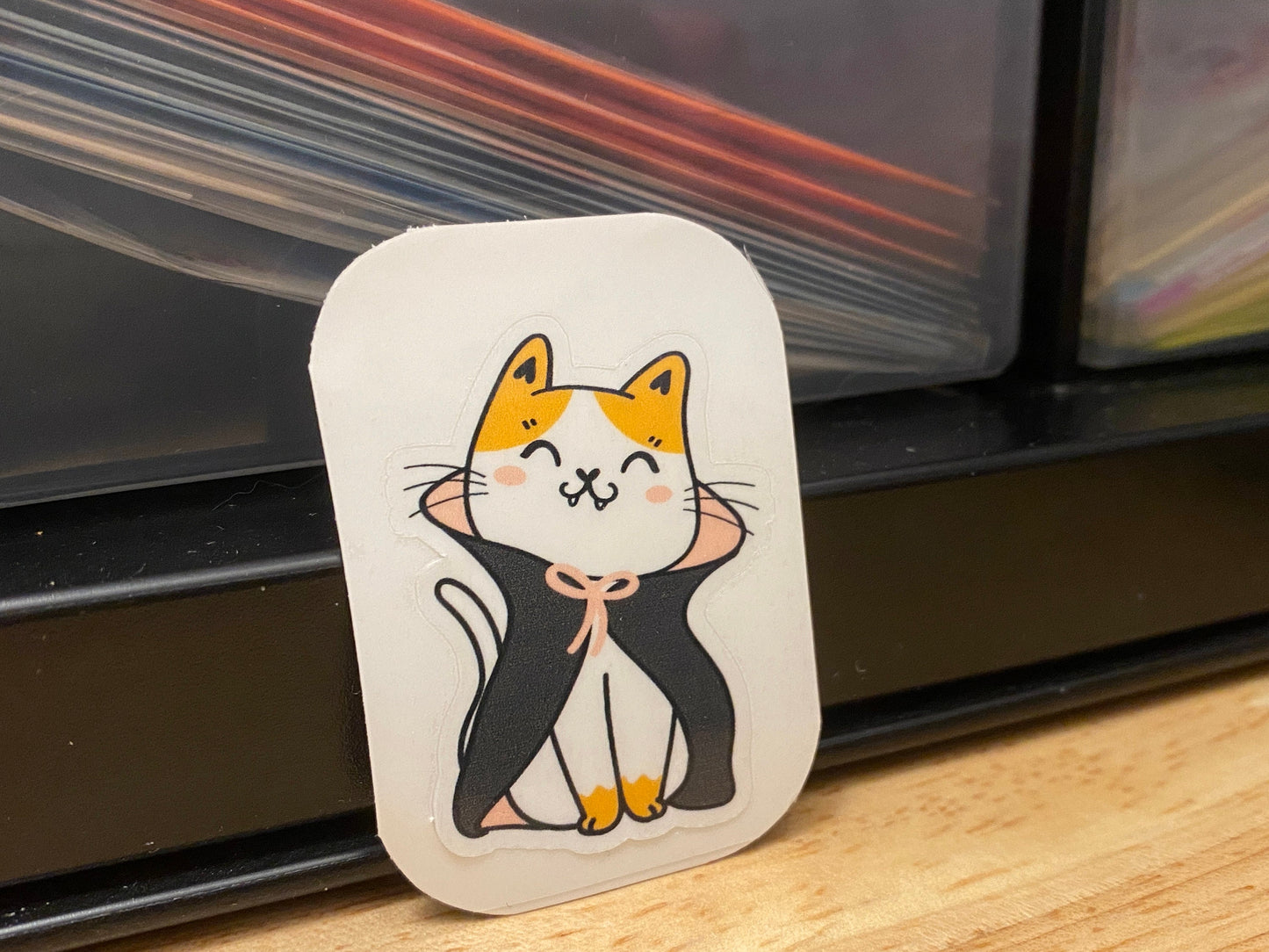 Count Dracula Cat Sticker, Cute Cat dressed as Dracula Sticker, Halloween Cat sticker
