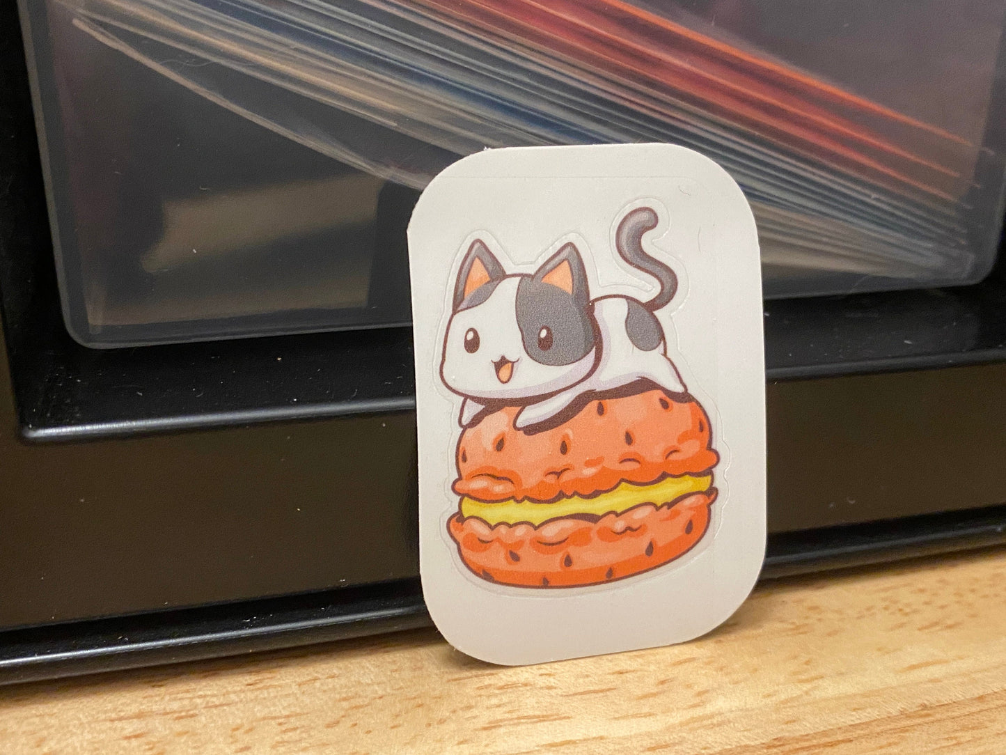 Cat on Macroon Sticker, Cute Cat ticker