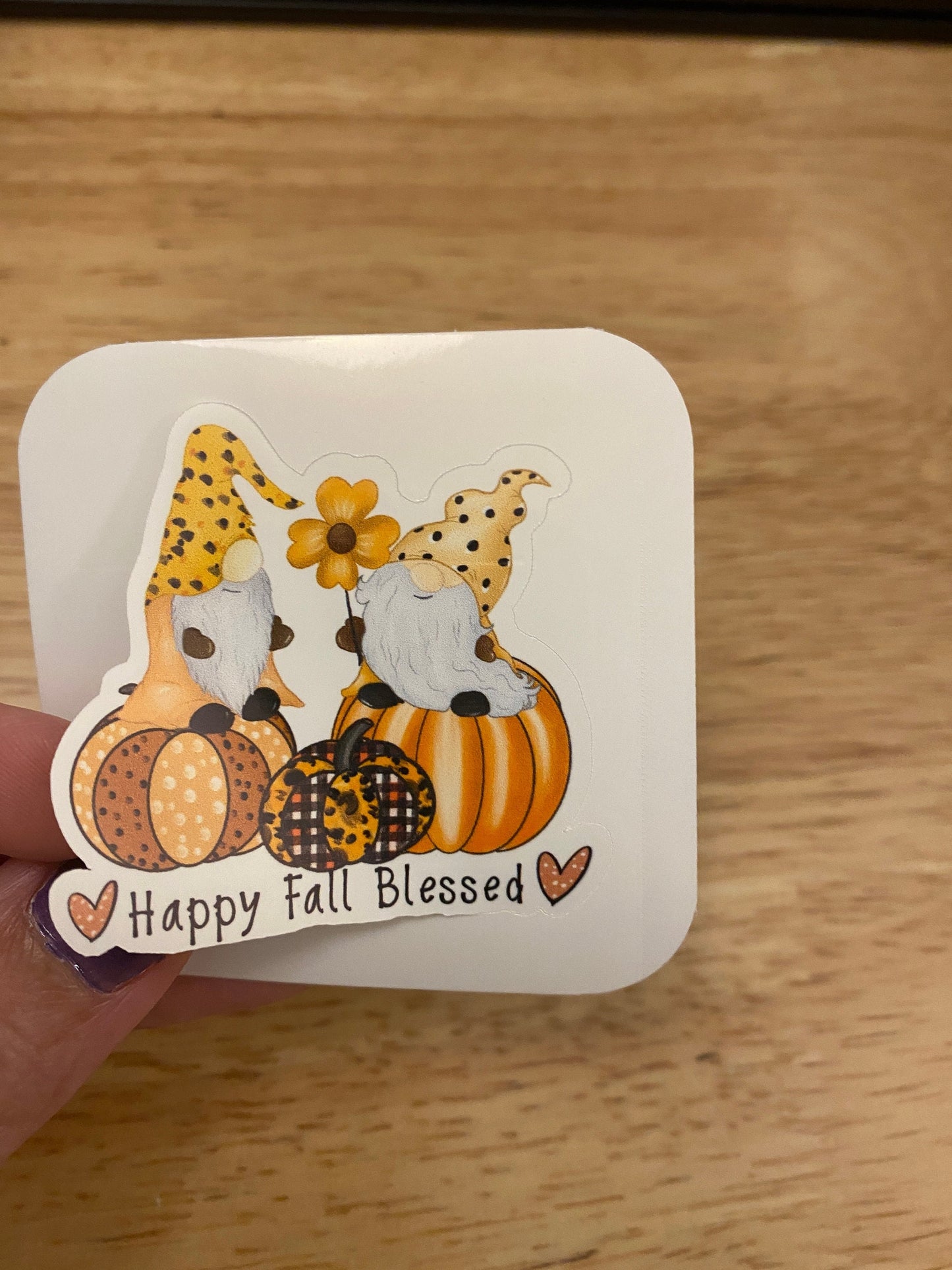 Happy Fall Blessed Gnome STICKER, Autumn Sticker, Holographic option, Cute Fall Gnomes Design Sticker, Gnomies Love Fall design