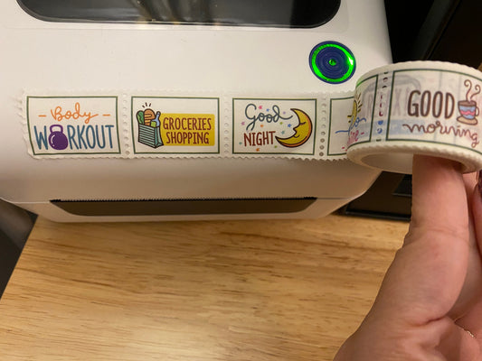 Big Roll of Stamp Planner Sticker Washi Tape, To Do Stamps Washi Tape roll, Adhesive Masking Tapes, Decorational Stamp Washi Tape