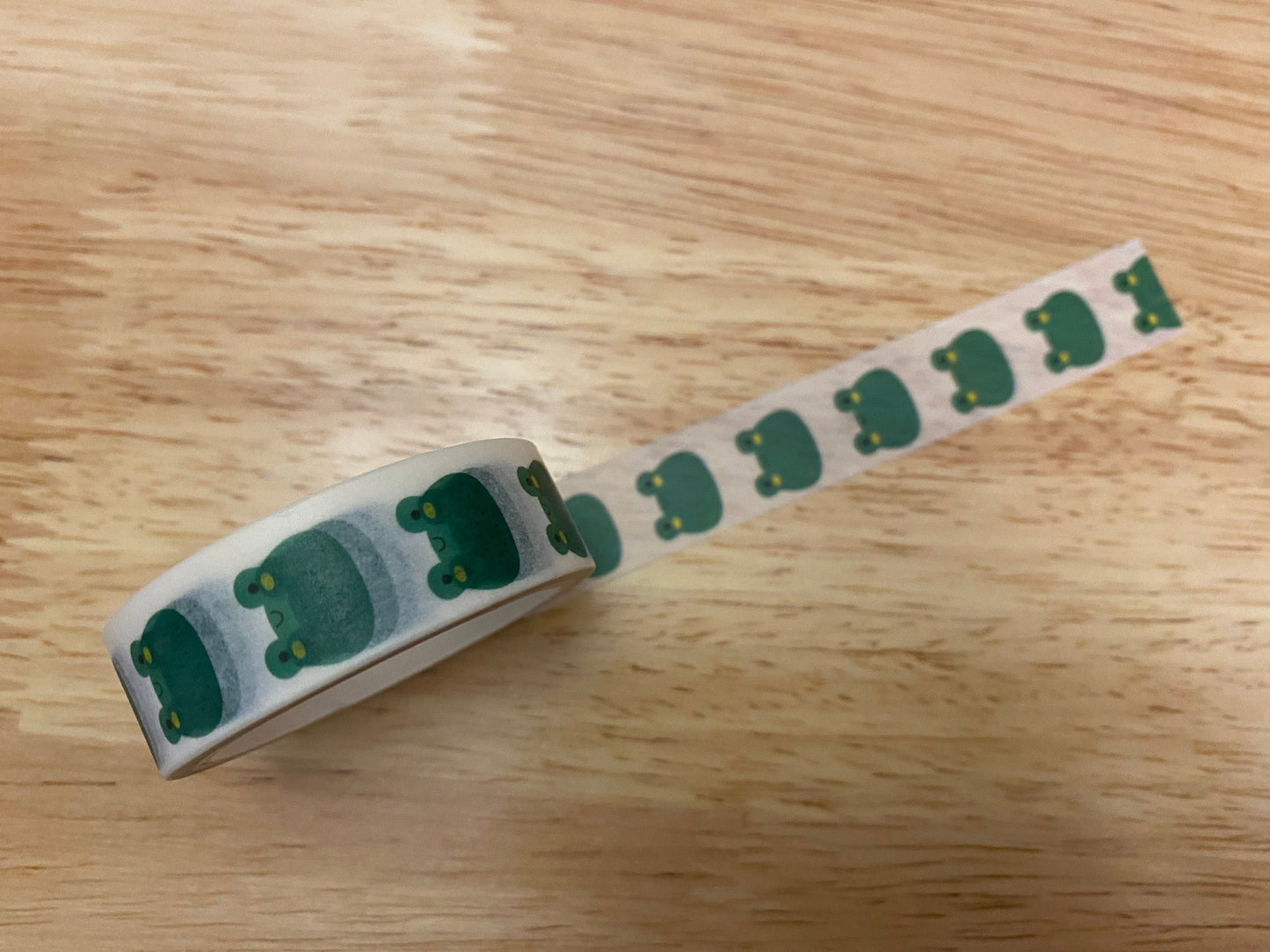 Big Roll of Kawaii Green Frog Washi Tape, Pony Washi Tape roll, Adhesive Masking Tapes, Frog Head Washi Tape