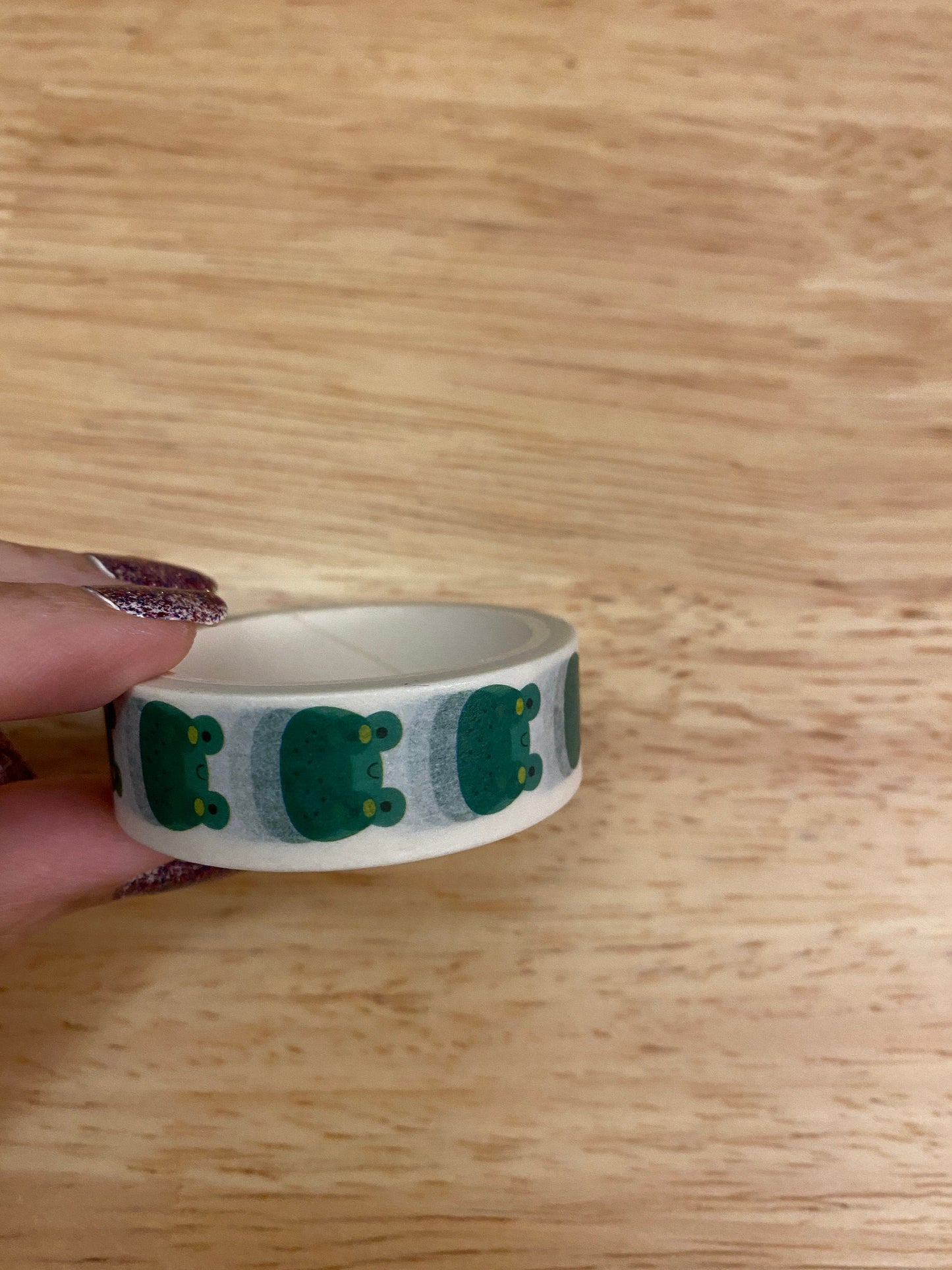 Big Roll of Kawaii Green Frog Washi Tape, Pony Washi Tape roll, Adhesive Masking Tapes, Frog Head Washi Tape