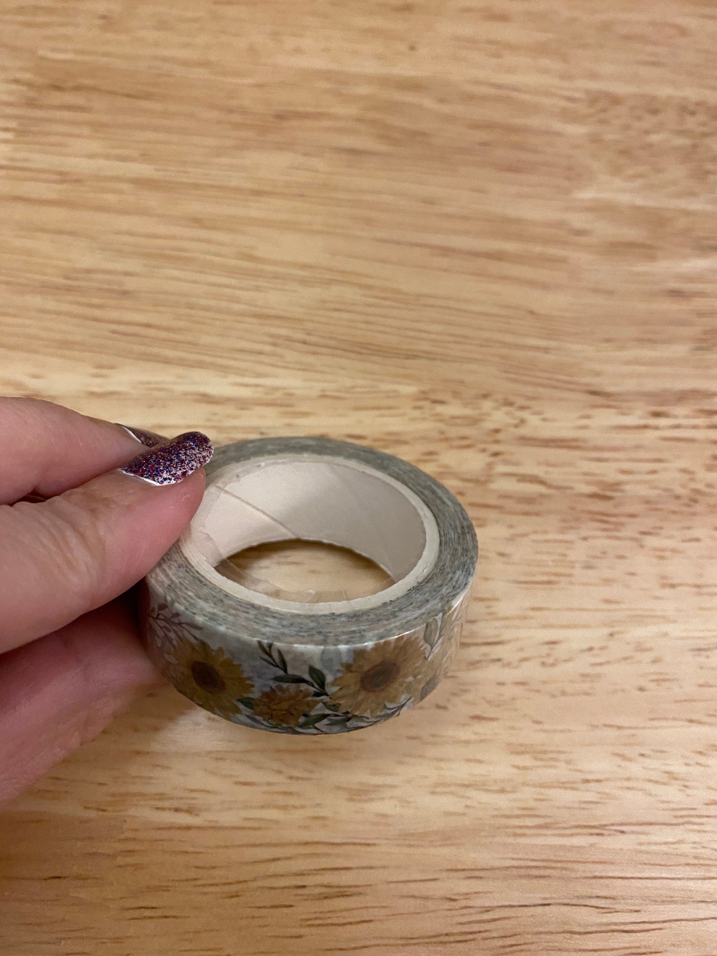 Big Roll of Sunflower Washi Tape, Flower Washi Tape roll, Sample Washi Tape,  Adhesive Masking Tapes, Floral Washi tape