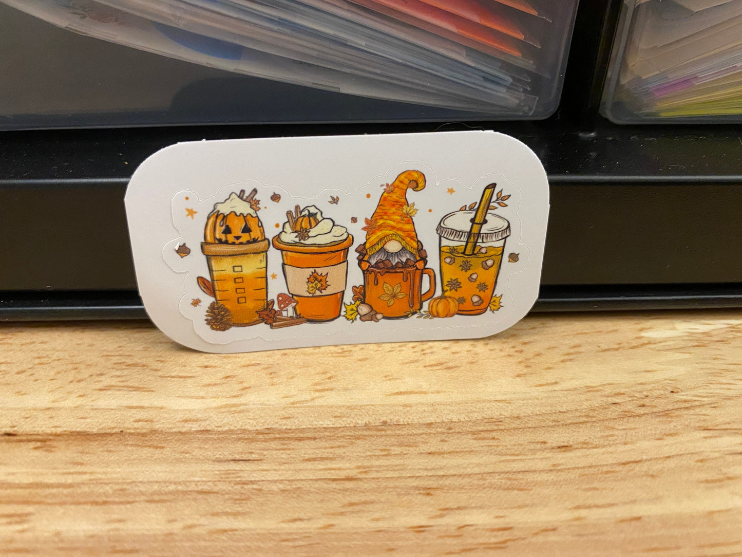 Halloween Gnome with Latte Coffee Lineup STICKER