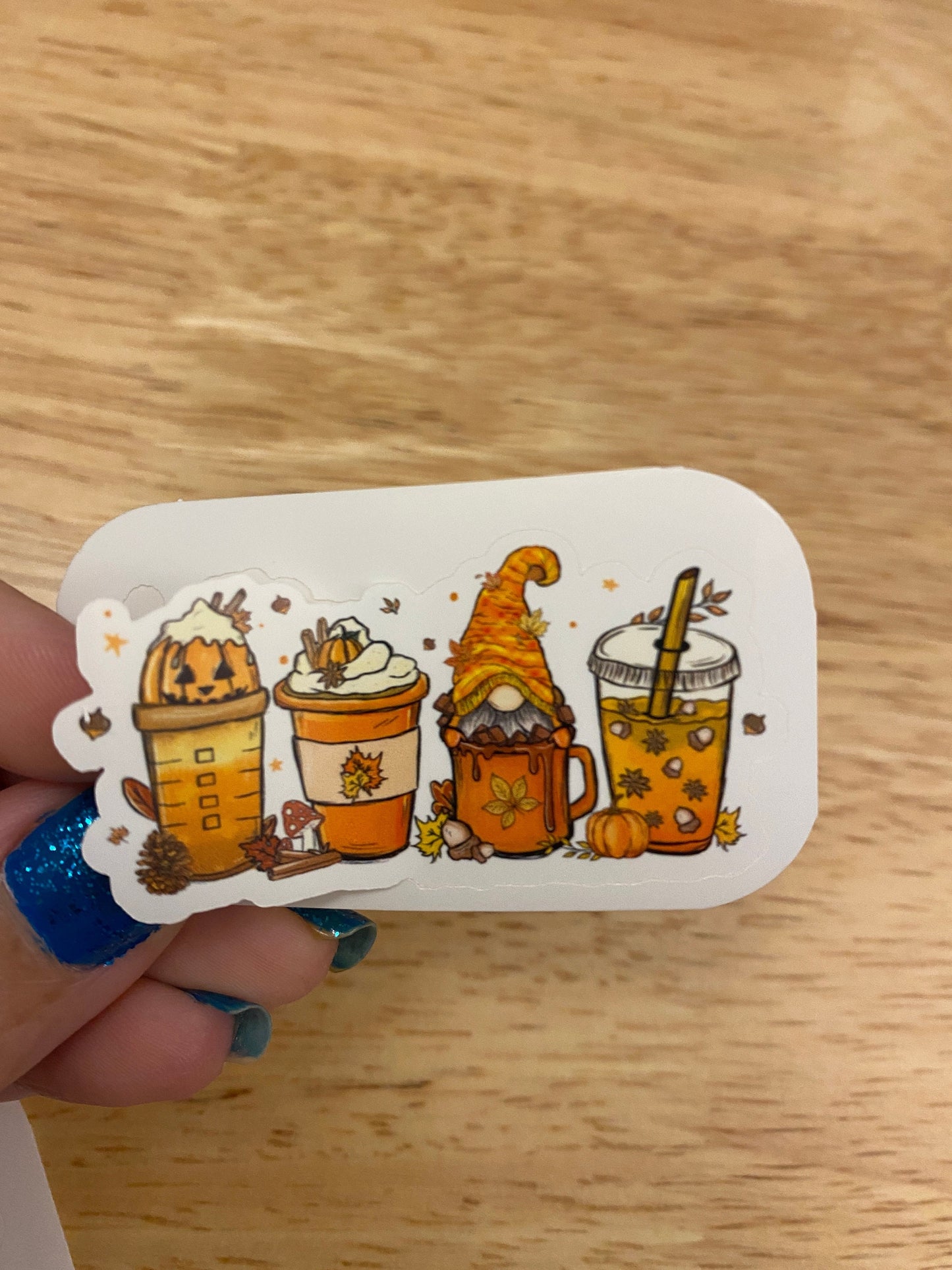 Halloween Gnome with Latte Coffee Lineup STICKER