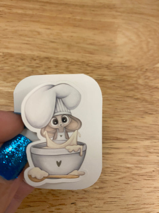 Cute Baking Bunny with Bowl Sticker