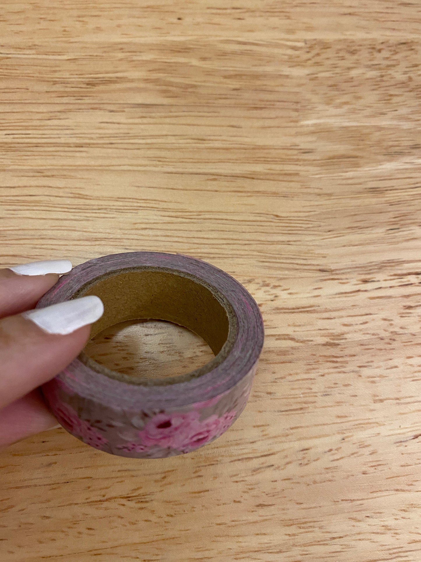 Big Roll of Pink Roses Washi Tape, Pretty Flowers in Grey Washi Tape roll, Adhesive Masking Tapes, Grey and Pink Washi Tape, Roses Washi