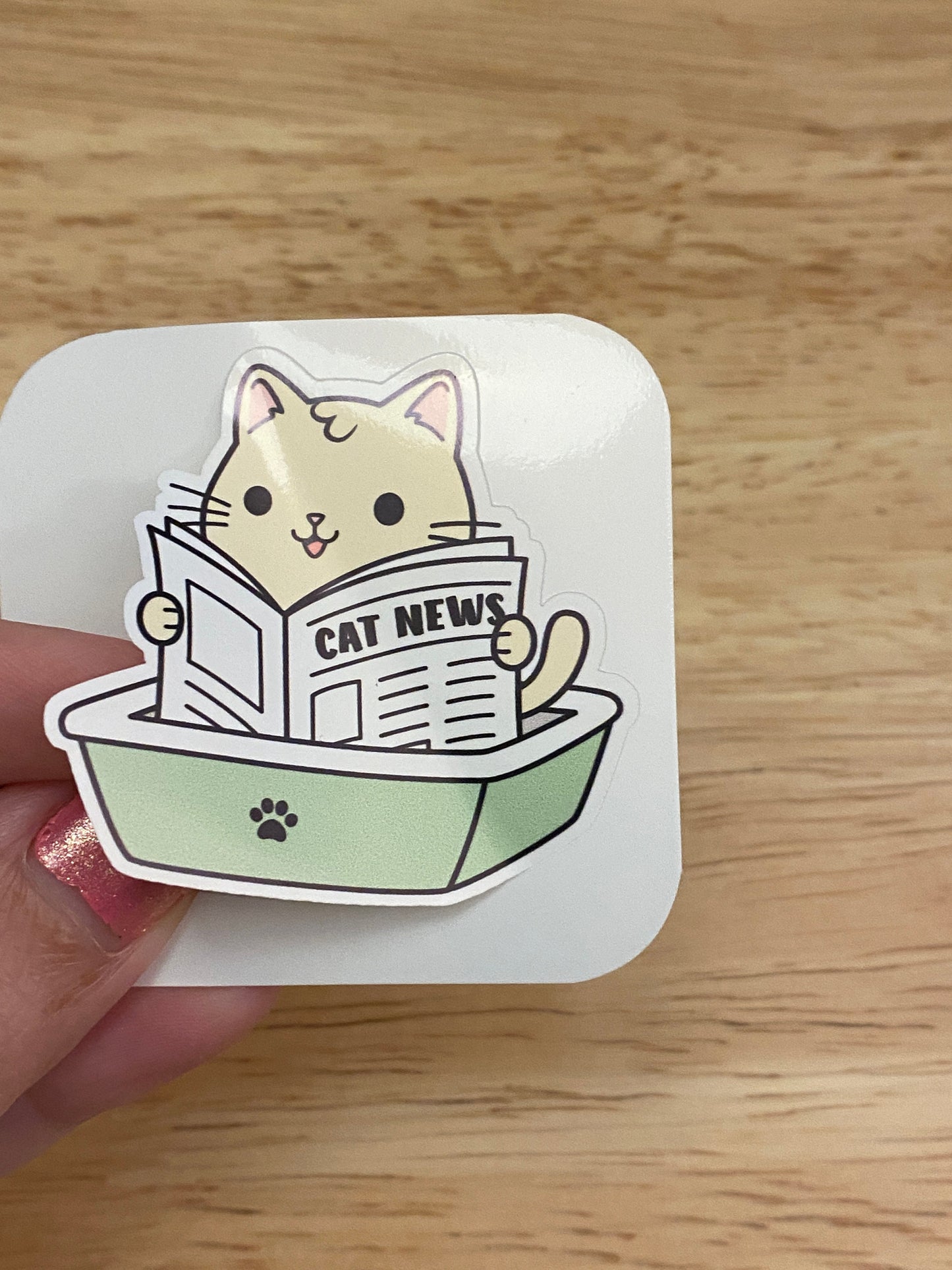 Cat reading Paper Sticker, Red Cat Sticker, Cute Cat with Paper Sticker, Yellow Cat Sticker, cat sticker, Funny Cat sticker