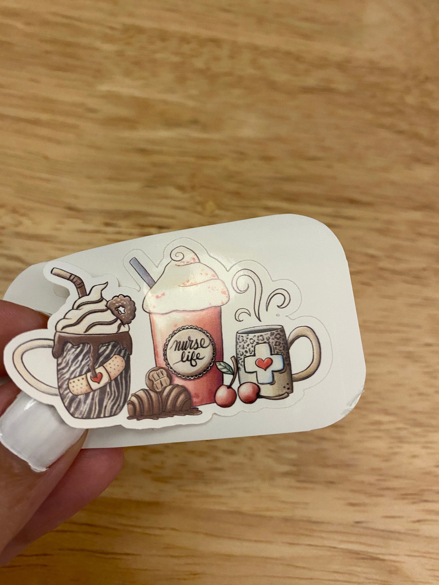 Medical Coffee Cups with Bandages STICKER, Cute Bandaged Coffee Cups Sticker, Cute Coffee Medical needed Sticker, Coffee Sticker