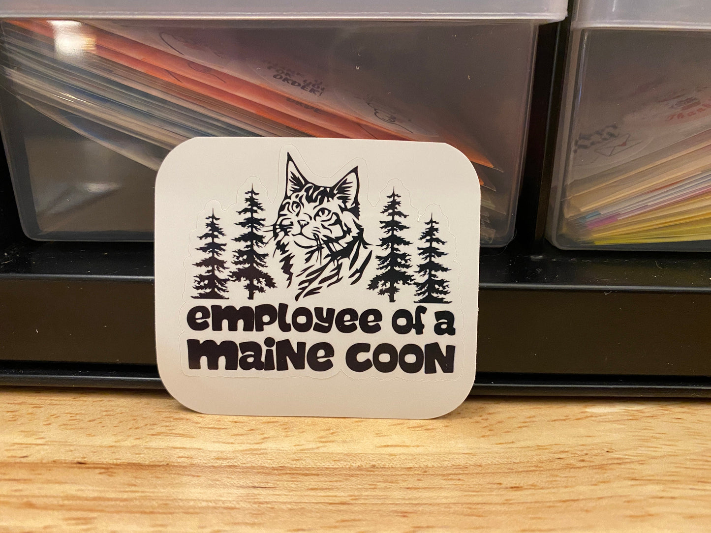 Employee of a Maine Coon Sticker, Maine Coon Employee sticker, Maine Coon Sticker, Dad sticker, Cat Dad sticker, mom sticker, cat mom