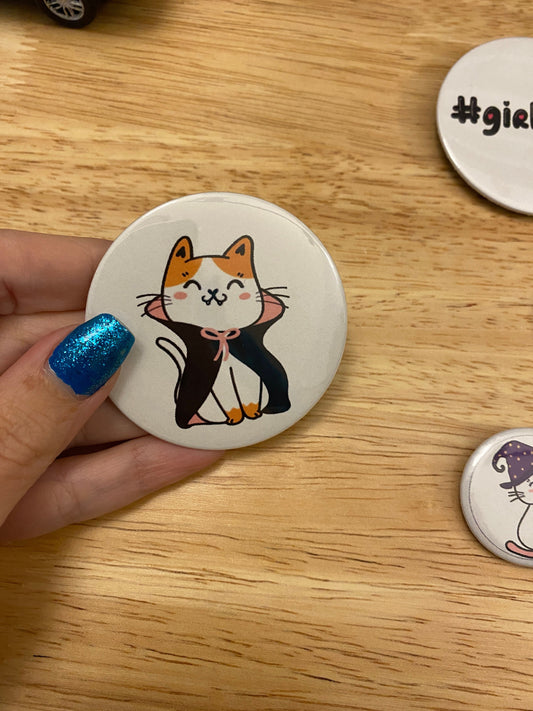 Count Dracula Cat 2.25" Button Pins or 1.25" Button options