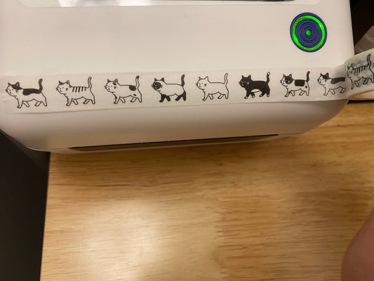 Medium Roll of Cat Walking Washi Tape, Black Cat Washi Tape roll, Kitty Cat Washi tape, Cute Cats Tape, White Cat Washi tape