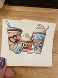 Dog Mom Coffee Lover Latte line up Clear WATER SLIDE, Unique Tumbler Transfer, Dog mom with Coffee Waterslide