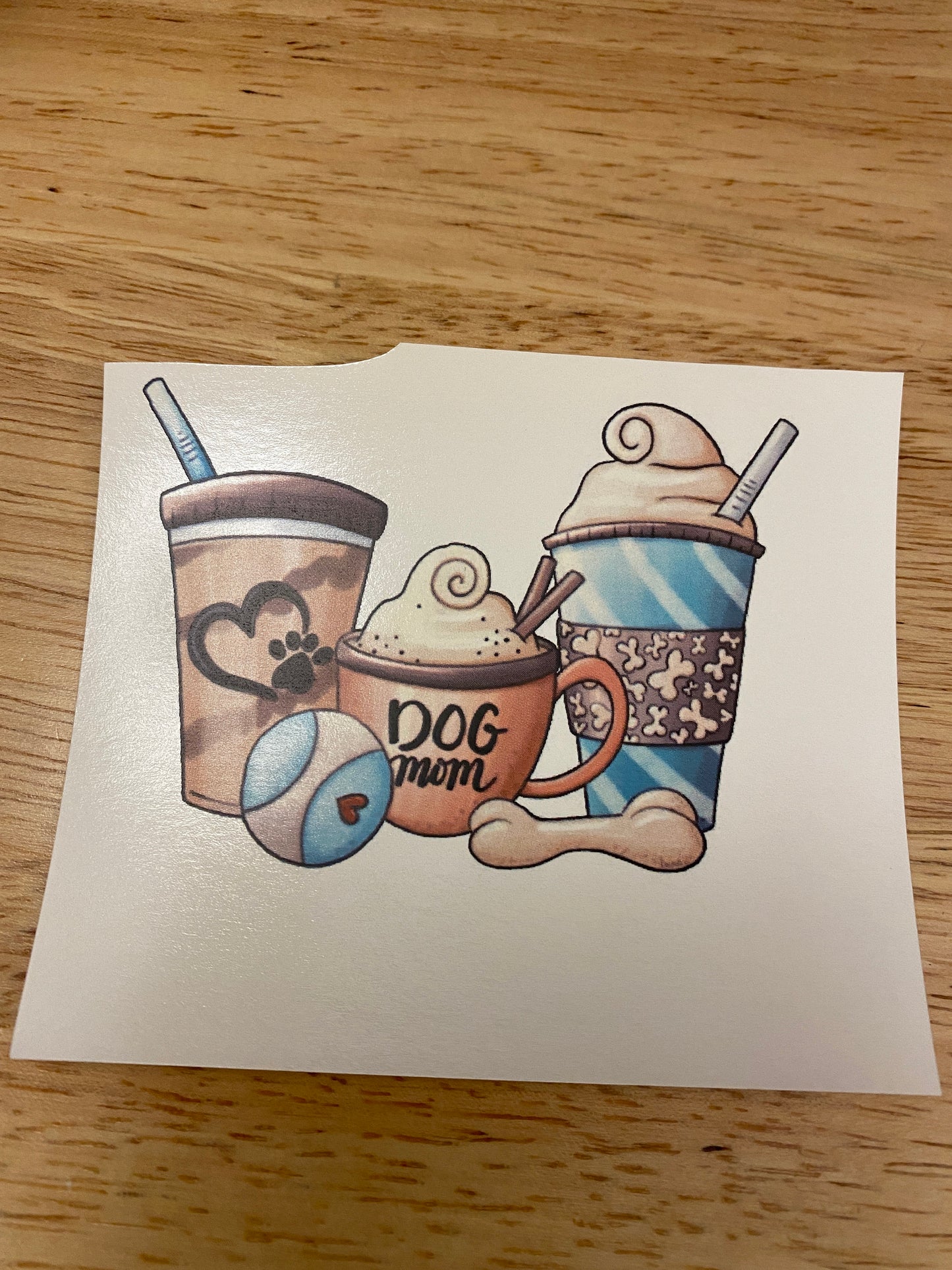 Dog Mom Coffee Lover Latte line up Clear WATER SLIDE, Unique Tumbler Transfer, Dog mom with Coffee Waterslide