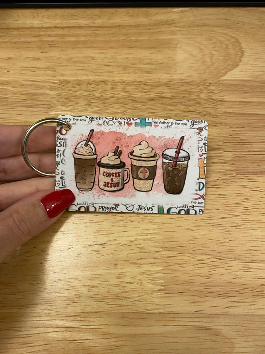 Coffee and Jesus Key Chain Double Sided