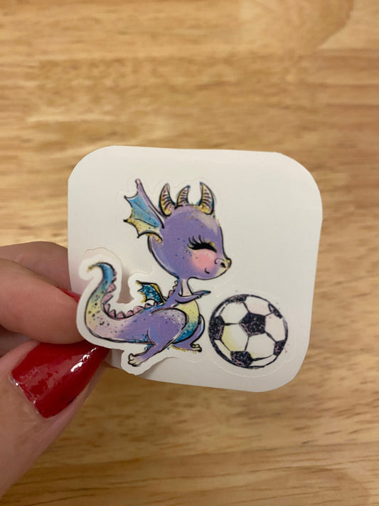 Purple Soccer Dragon today Sticker