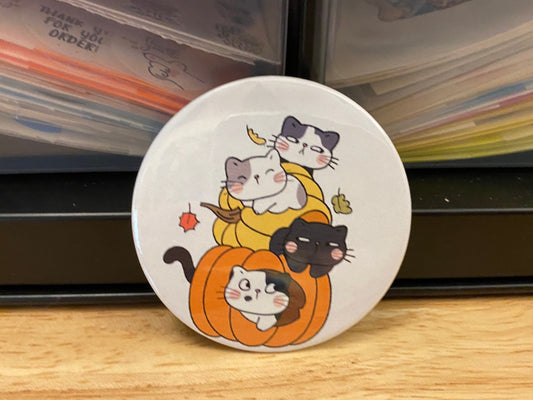 Pumpkin Cats 2.25" Button Pins or 1.25" Button options