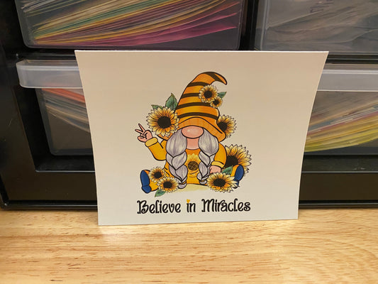 Believe in Miracles Gnome Bee Clear WATER SLIDE