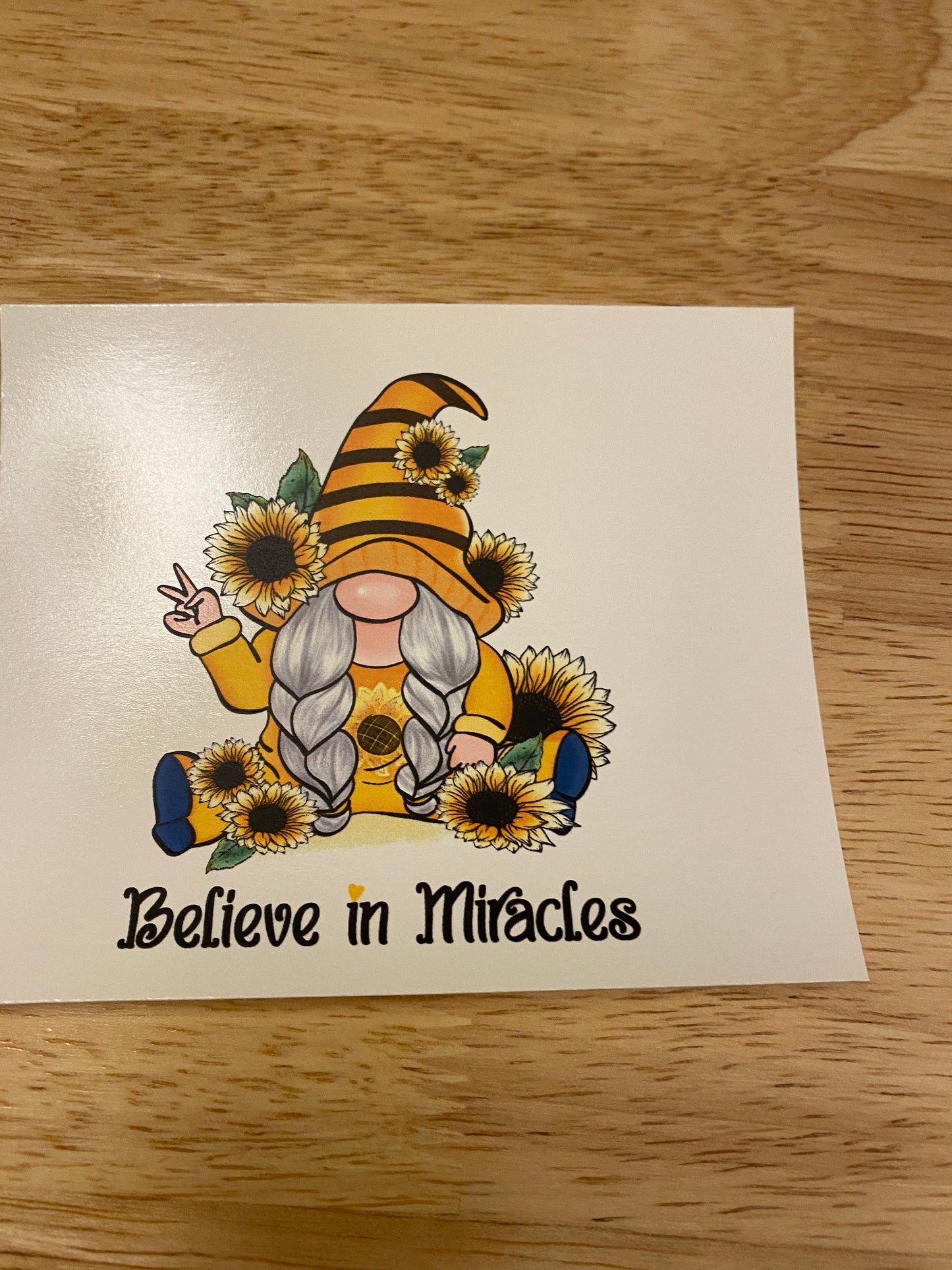 Believe in Miracles Gnome Bee Clear WATER SLIDE