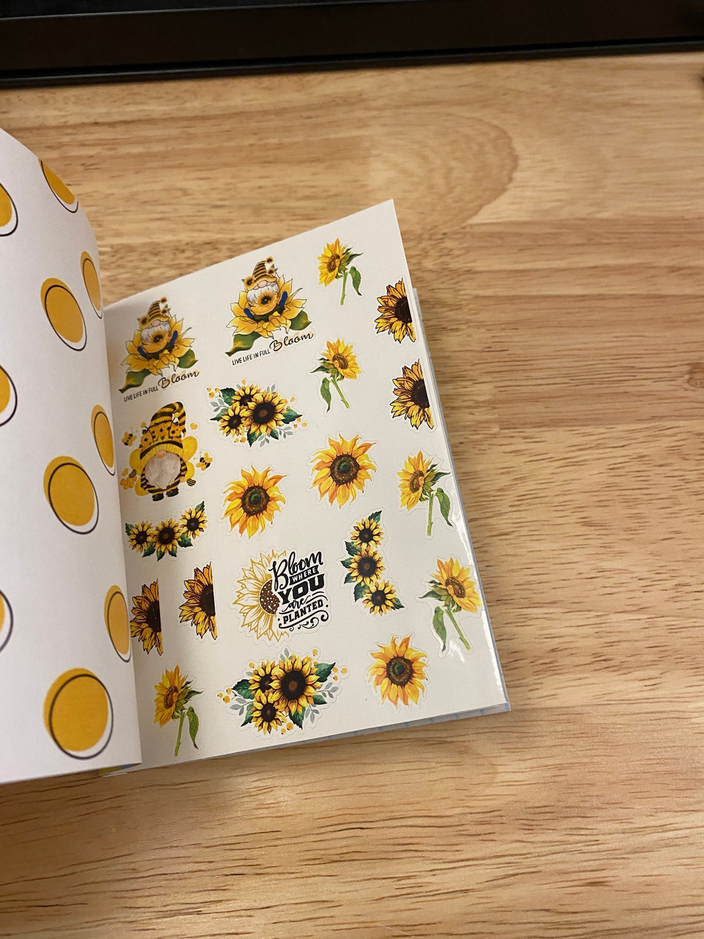 Male Sunflower Gnome Notebook with Cute Stickers