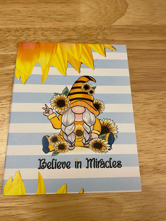 Female Sunflower Gnome Notebook with Cute Stickers