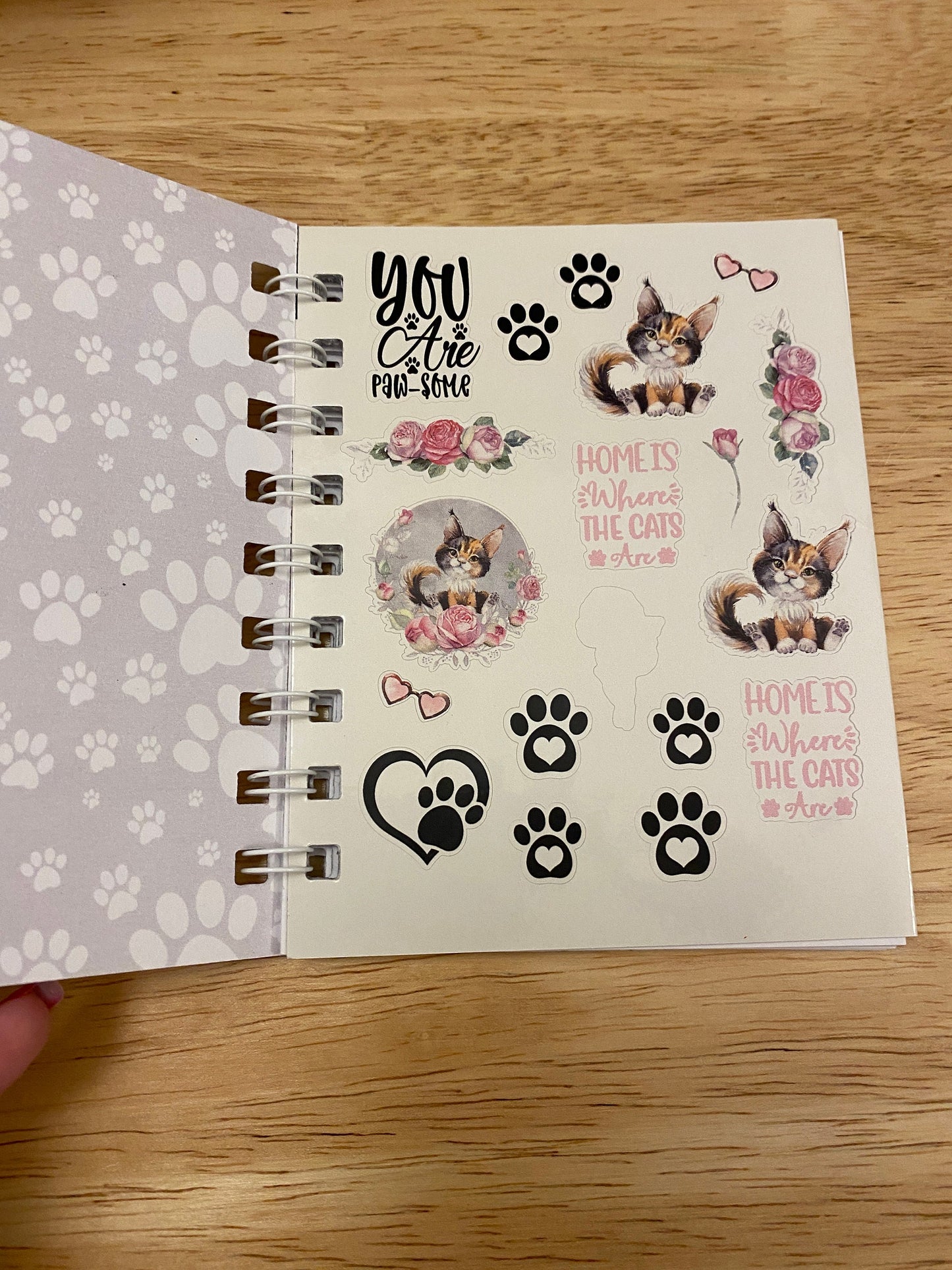 Spiral Home is Where the Cats Are Maine Coon Notebook with Stickers, Maine Coon Designed Notebook with Matching Sticker Sheet