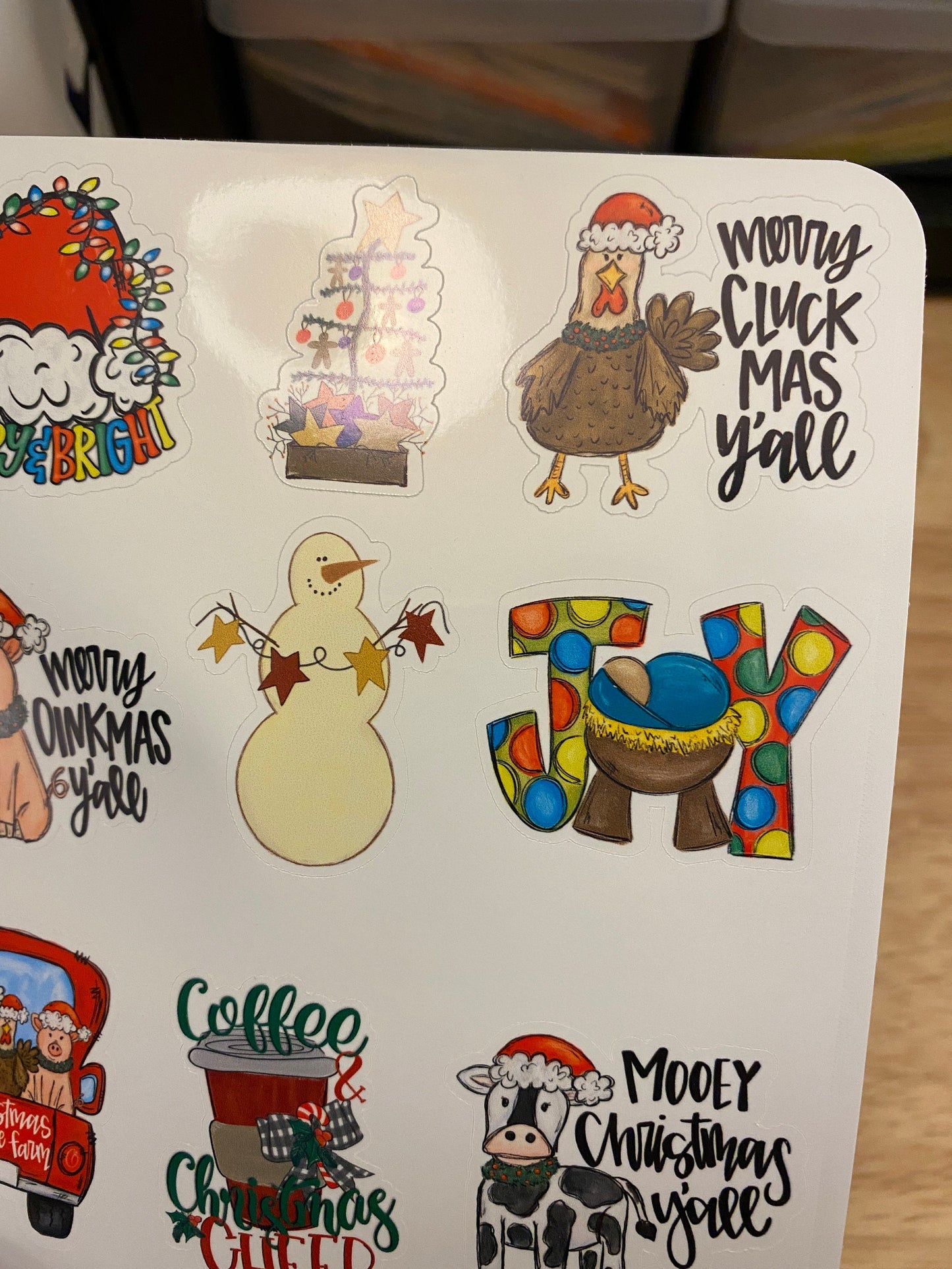 BOPP Christmas Farm Animals Stickers Sheet, Xmas Sticker Sheet, Cute Christmas sheet Sticker