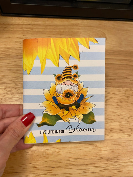 Male Sunflower Gnome Notebook with Cute Stickers