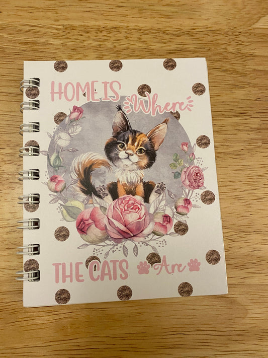 Spiral Home is Where the Cats Are Maine Coon Notebook with Stickers, Maine Coon Designed Notebook with Matching Sticker Sheet