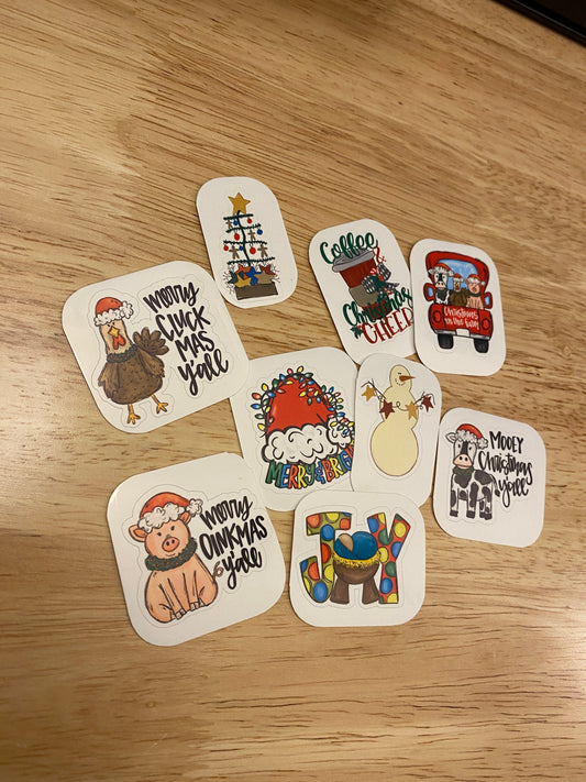 Cute Christmas Farm Animals Sticker Pack, Christmas Farm Stickers, Sticker Pack, Christmas Pack