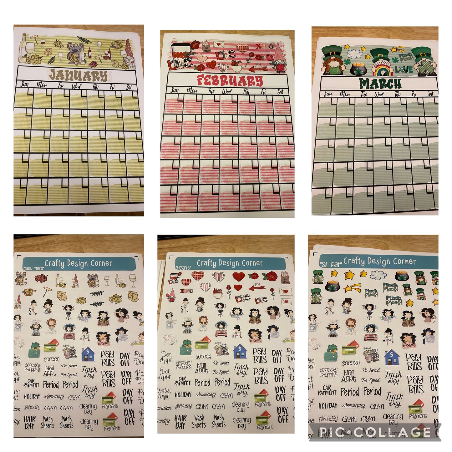 Background Themed Wall Planner Calendar with Sticker Sheets Bundle, Wall Caledar comes with Sticker sheet,  Sticker sheets Wall Calendar