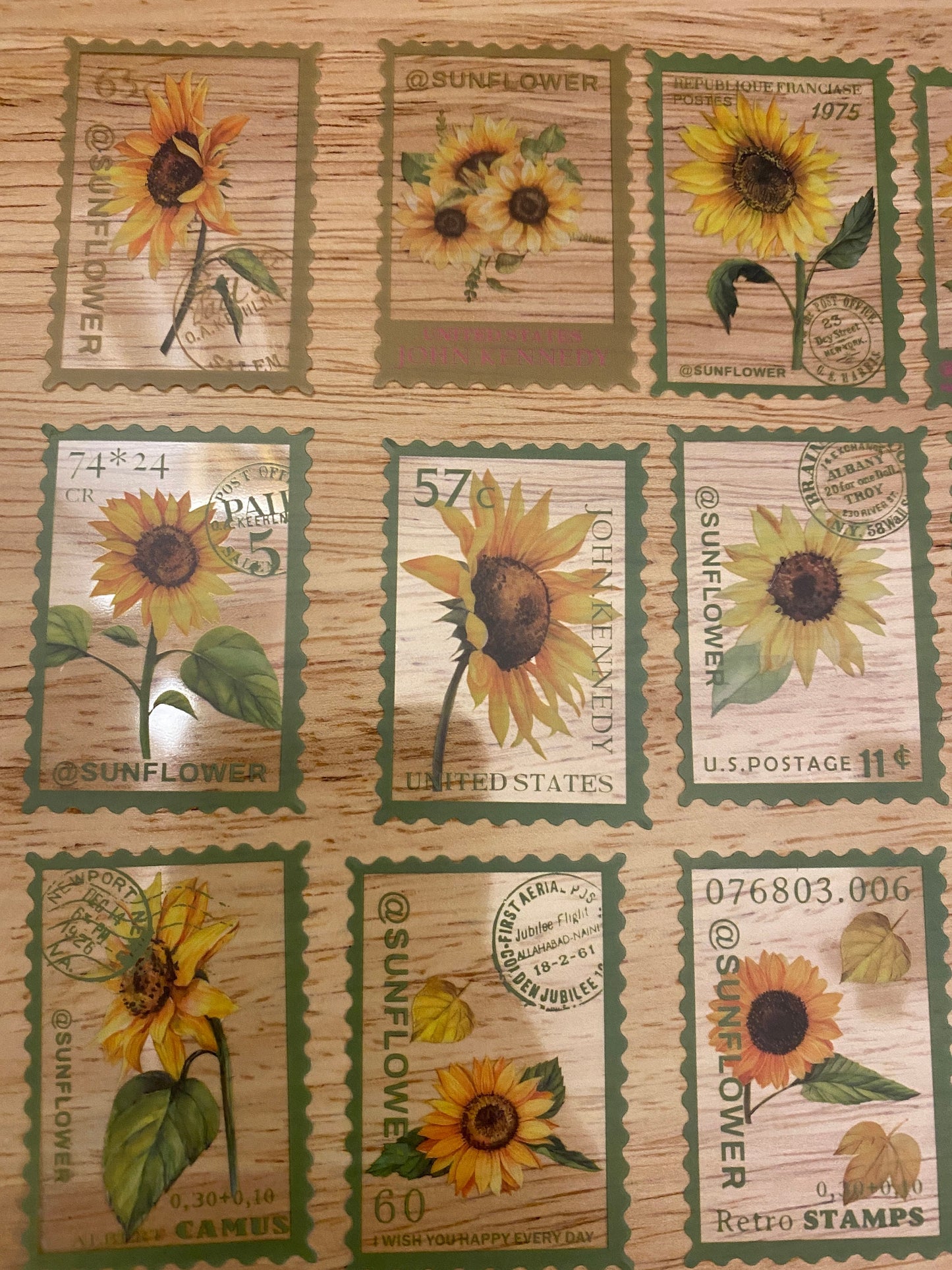 20 piece PET Clear Sunflower Stamp Stickers